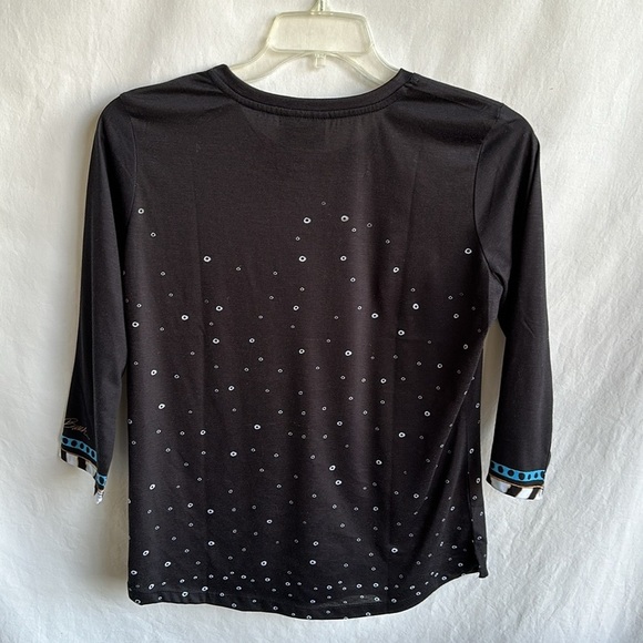 Laurel Burch black cat print top, size L - Picture 4 of 7